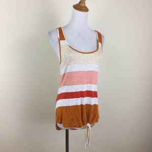 DOLAN Anthropologie Multi-Color Striped High Low Tie Hem Front Sleeveless Top